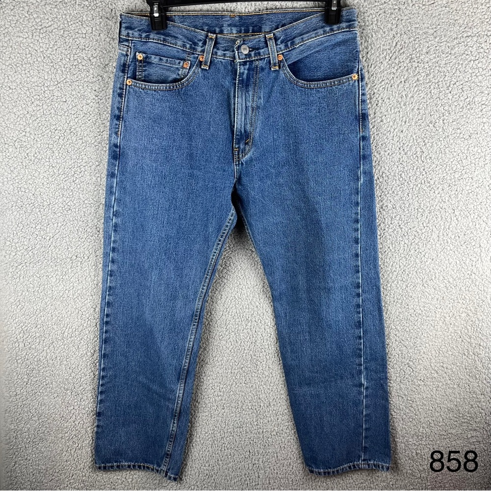 Levi’s Men’s 505 Straight Regular Fit Medium Wash Cotton Blue Jeans Size 34x30